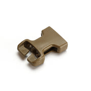 Brown plastic clip on a white background