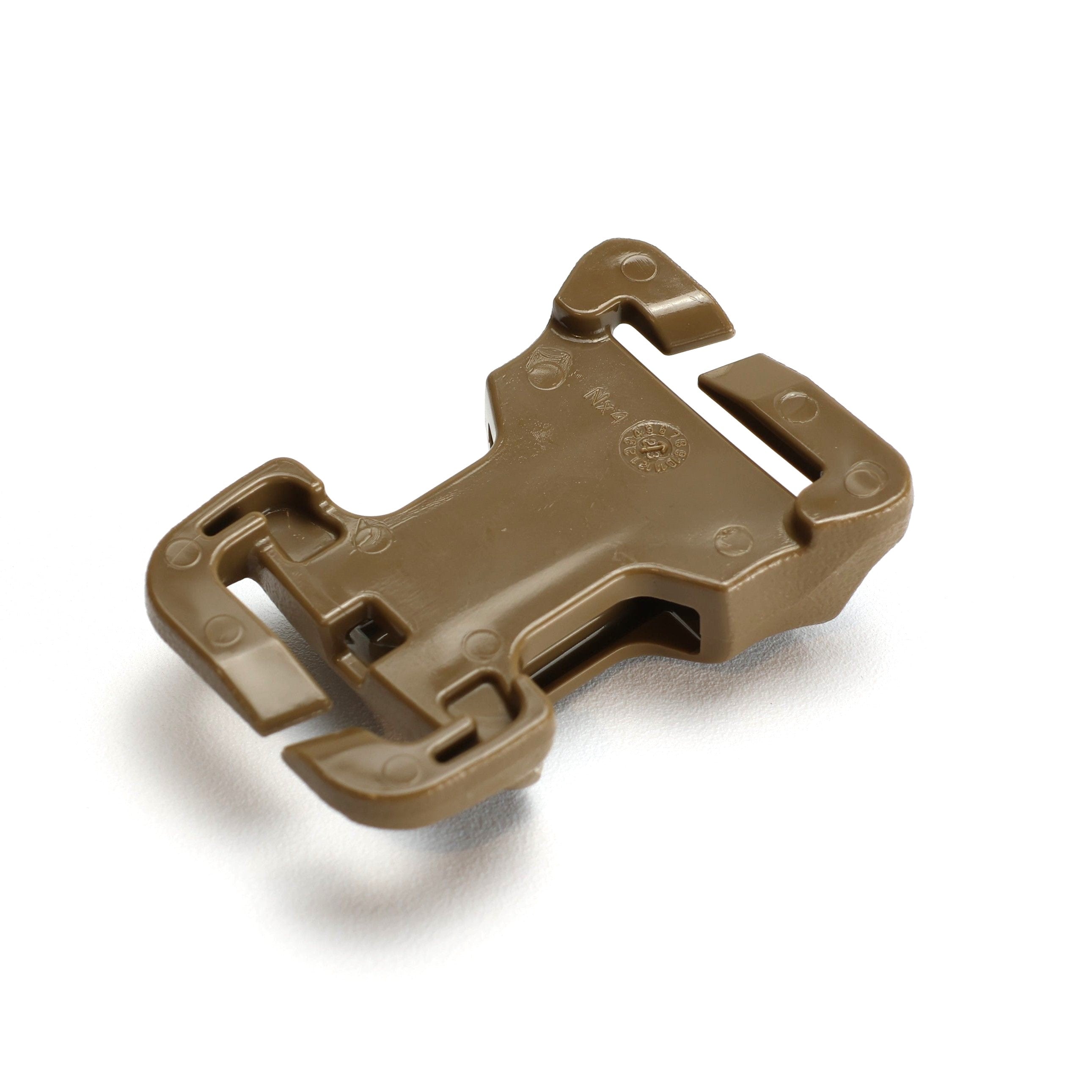 Brown surface mount buckle on white background