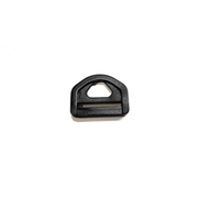 Slotted plastic D-ring on white background