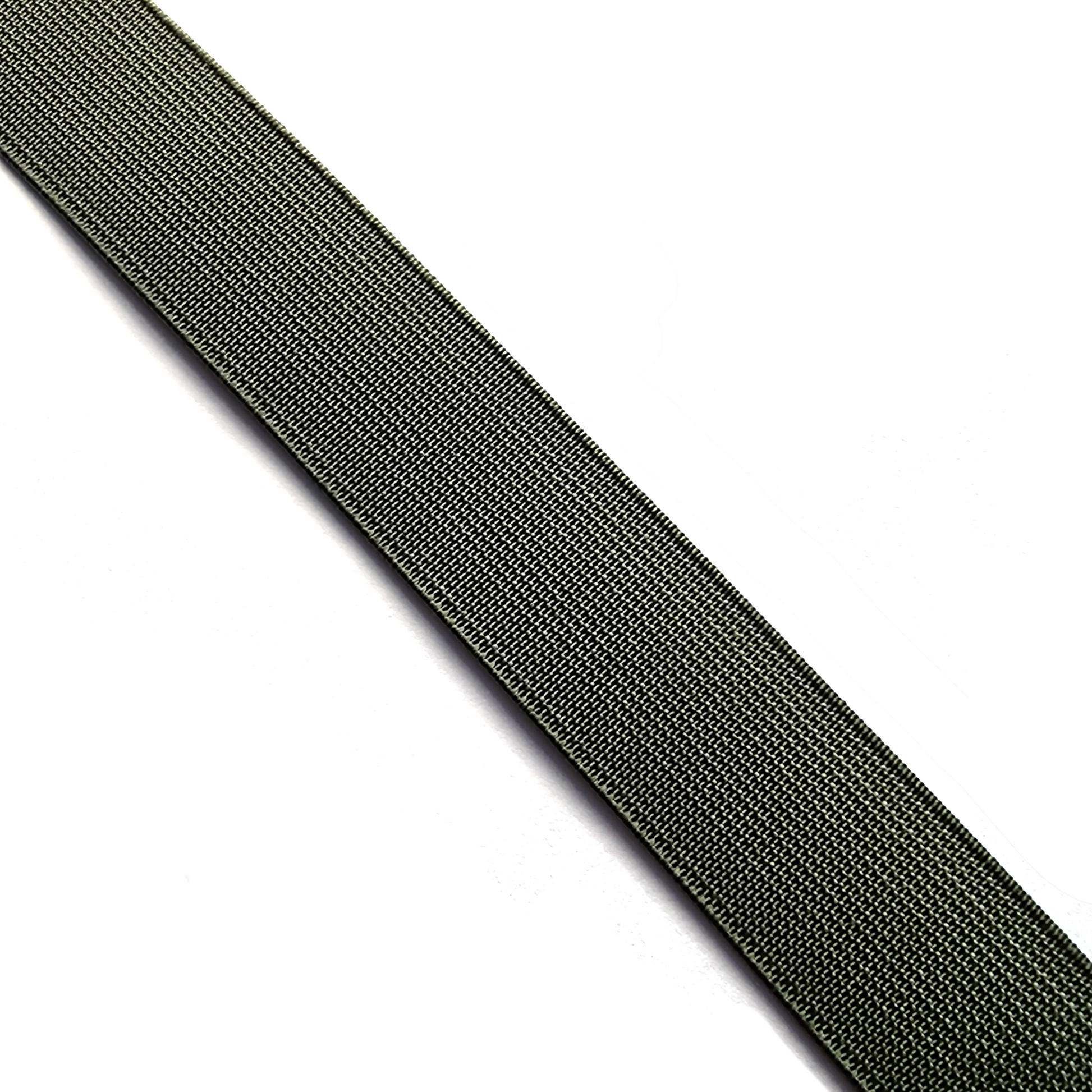 Ranger green elastic webbing on white background