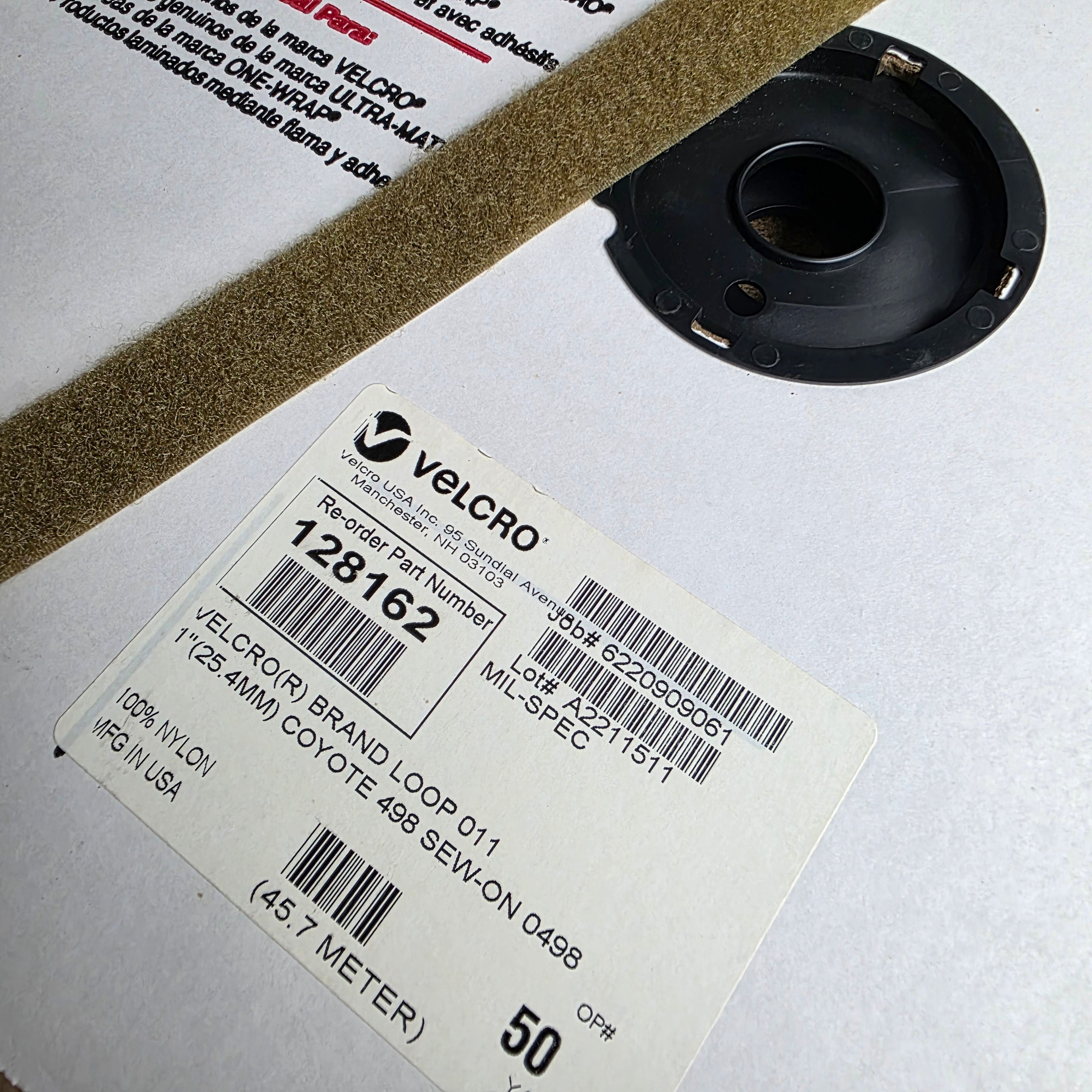 Velcro Brand Loop Mil-Spec 1" Coyote 498 Sew On 50 Yard Roll